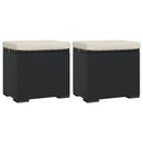 vidaXL 2 db fekete polyrattan zsámoly párnákkal 40 x 30 x 40 cm