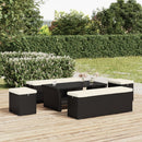 vidaXL 2 db fekete polyrattan zsámoly párnákkal 40 x 30 x 40 cm