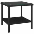 vidaXL fekete polyrattan és edzett üveg kisasztal 45 x 45 x 45 cm