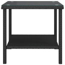 vidaXL fekete polyrattan és edzett üveg kisasztal 45 x 45 x 45 cm
