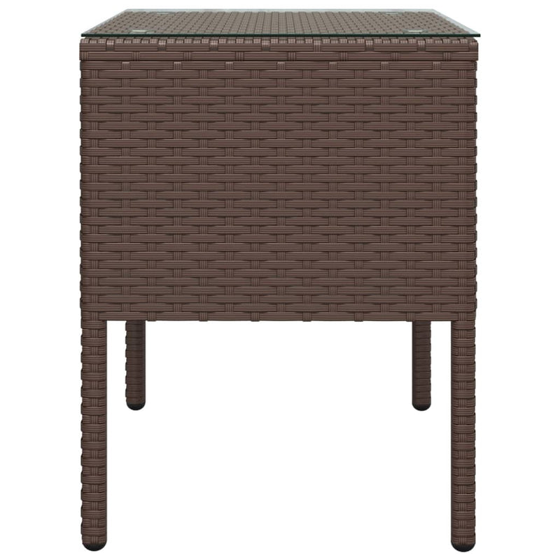 vidaXL barna polyrattan és edzett üveg kisasztal 53 x 37 x 48 cm