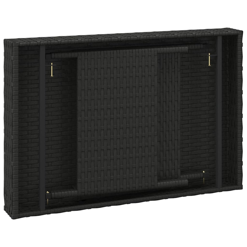 vidaXL fekete összecsukható polyrattan kisasztal 60 x 40 x 38 cm