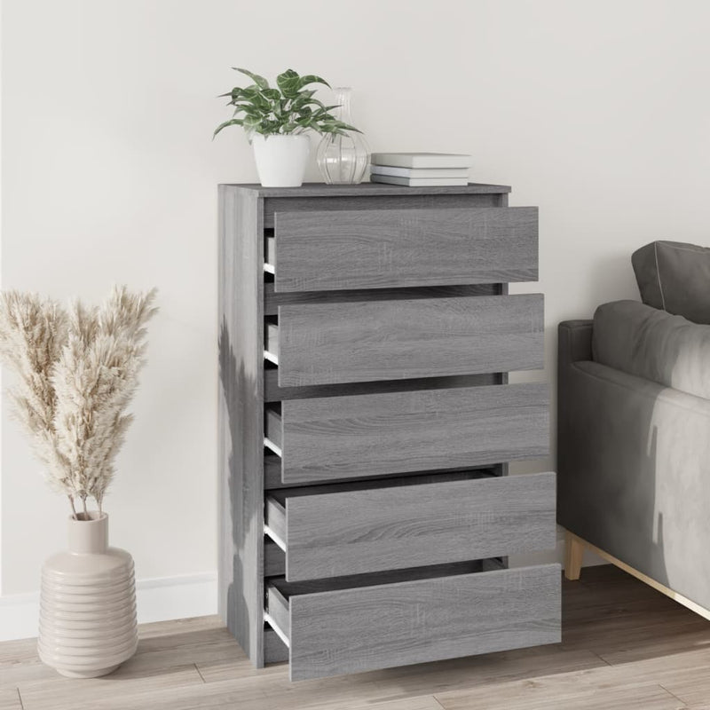 vidaXL szürke sonoma színű szerelt fa fiókos szekrény 60 x 36 x 103 cm
