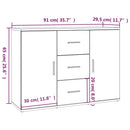 vidaXL fehér szerelt fa tálalószekrény 91x29,5x65 cm