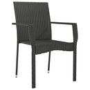 vidaXL 2 db fekete polyrattan kerti szék párnával
