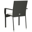 vidaXL 2 db fekete polyrattan kerti szék párnával