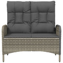 vidaXL szürke polyrattan dönthető kerti pad párnákkal 107 cm