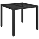 vidaXL fekete polyrattan üveglapos kerti asztal 90 x 90 x 75 cm