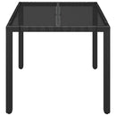 vidaXL fekete polyrattan üveglapos kerti asztal 90 x 90 x 75 cm