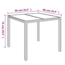 vidaXL fekete polyrattan üveglapos kerti asztal 90 x 90 x 75 cm