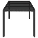 vidaXL fekete polyrattan üveglapos kerti asztal 150 x 90 x 75 cm