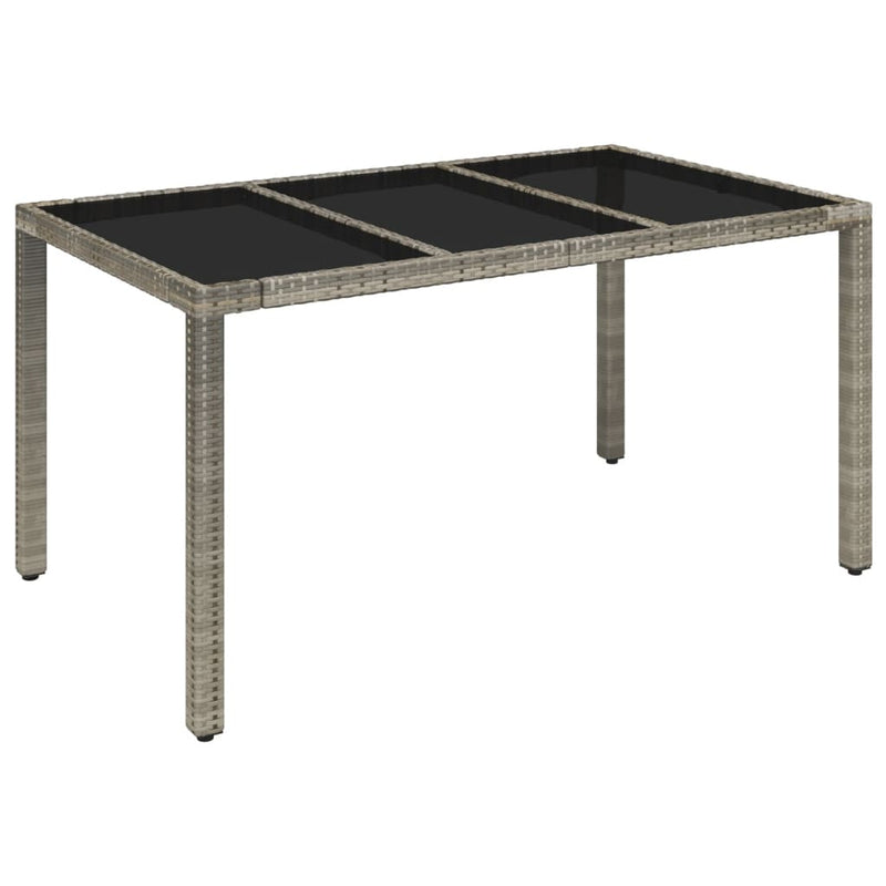 vidaXL szürke polyrattan üveglapos kerti asztal 150 x 90 x 75 cm