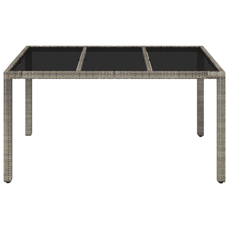 vidaXL szürke polyrattan üveglapos kerti asztal 150 x 90 x 75 cm