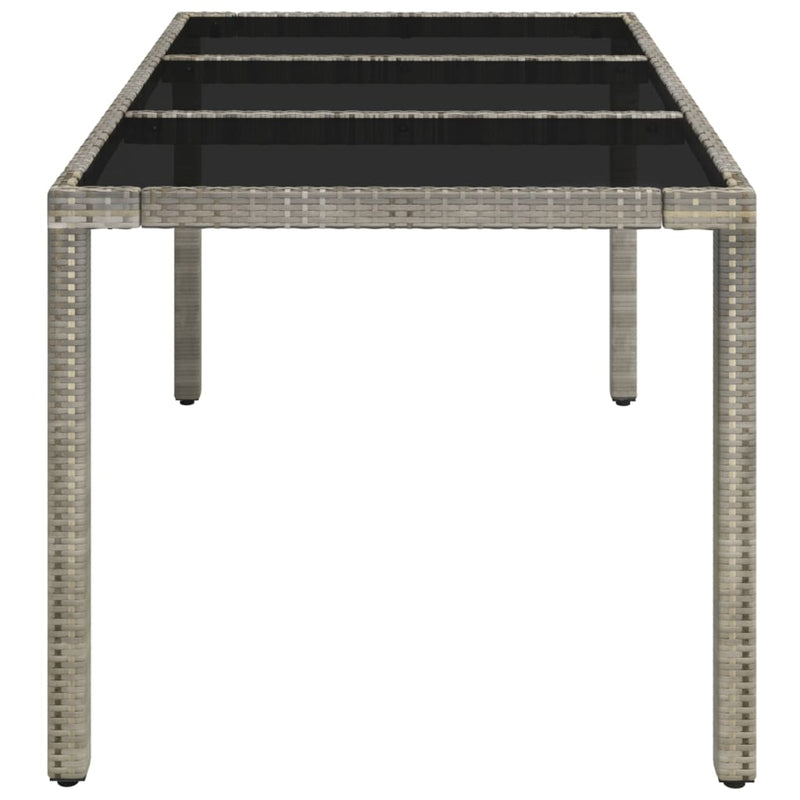 vidaXL szürke polyrattan üveglapos kerti asztal 150 x 90 x 75 cm