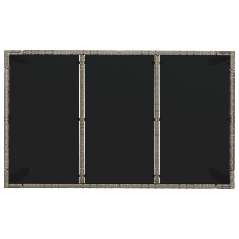 vidaXL szürke polyrattan üveglapos kerti asztal 150 x 90 x 75 cm