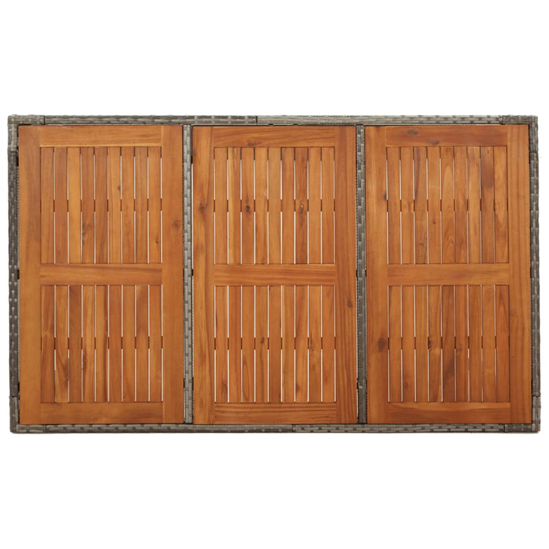 vidaXL szürke polyrattan falapos kerti asztal 150 x 90 x 75 cm
