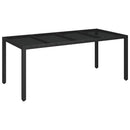 vidaXL fekete polyrattan üveglapos kerti asztal 190 x 90 x 75 cm