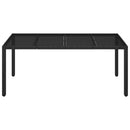 vidaXL fekete polyrattan üveglapos kerti asztal 190 x 90 x 75 cm