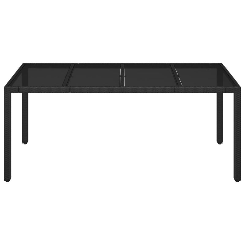 vidaXL fekete polyrattan üveglapos kerti asztal 190 x 90 x 75 cm