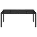 vidaXL fekete polyrattan üveglapos kerti asztal 190 x 90 x 75 cm