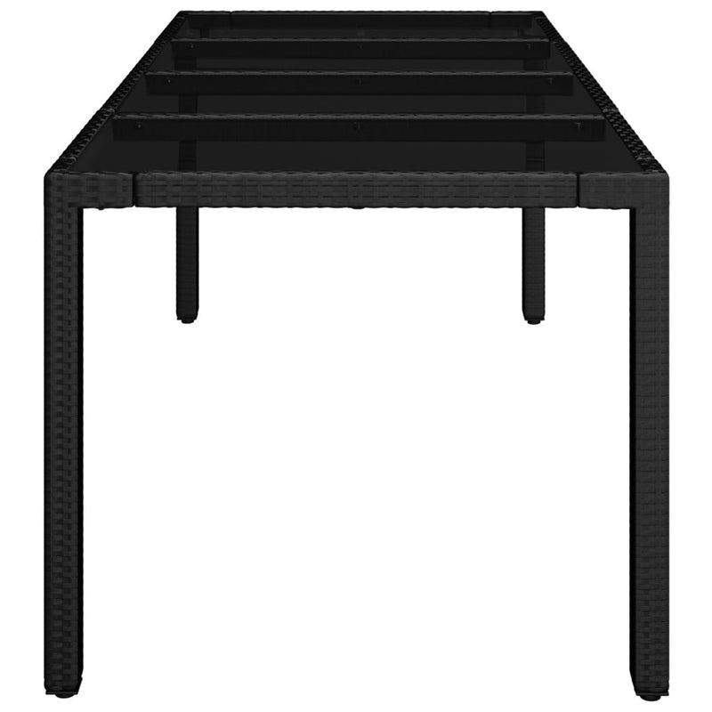 vidaXL fekete polyrattan üveglapos kerti asztal 190 x 90 x 75 cm