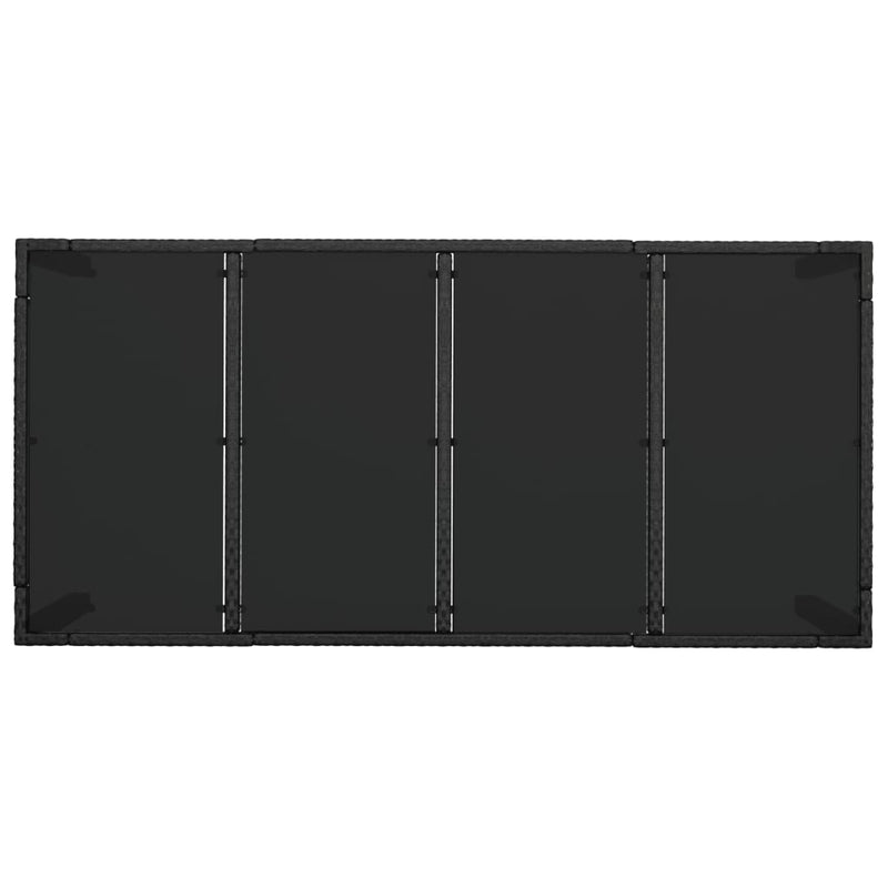 vidaXL fekete polyrattan üveglapos kerti asztal 190 x 90 x 75 cm