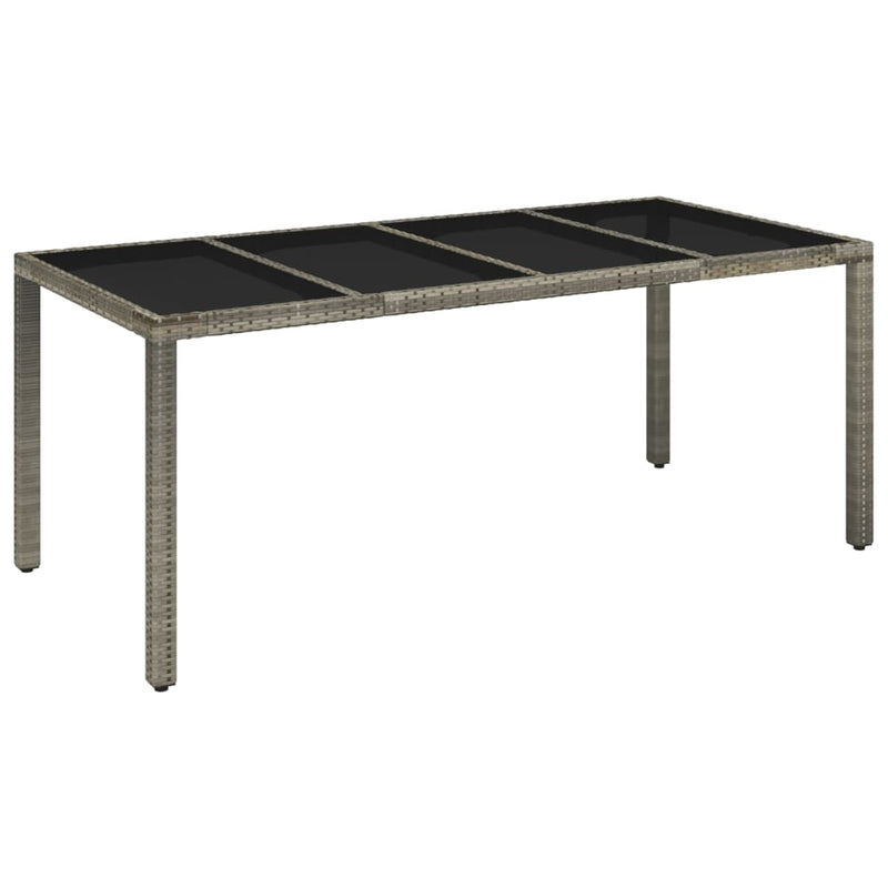 vidaXL szürke polyrattan üveglapos kerti asztal 190 x 90 x 75 cm