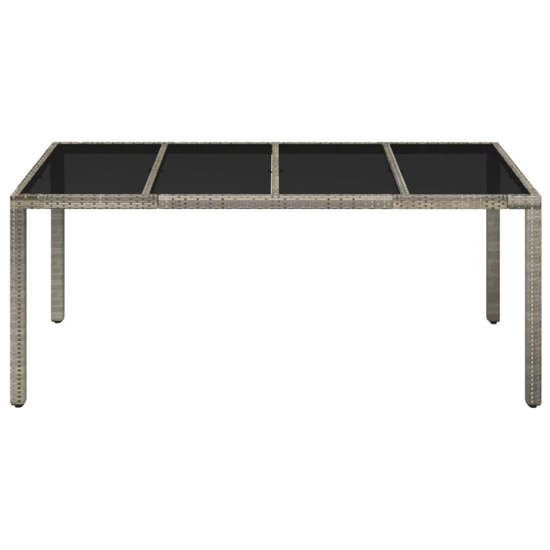 vidaXL szürke polyrattan üveglapos kerti asztal 190 x 90 x 75 cm