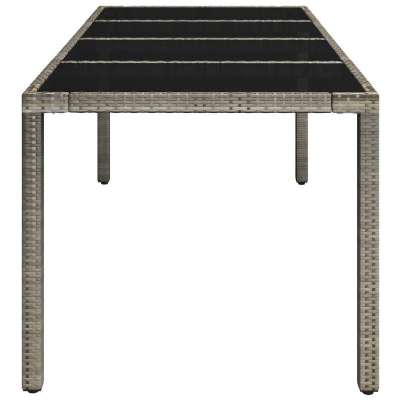 vidaXL szürke polyrattan üveglapos kerti asztal 190 x 90 x 75 cm