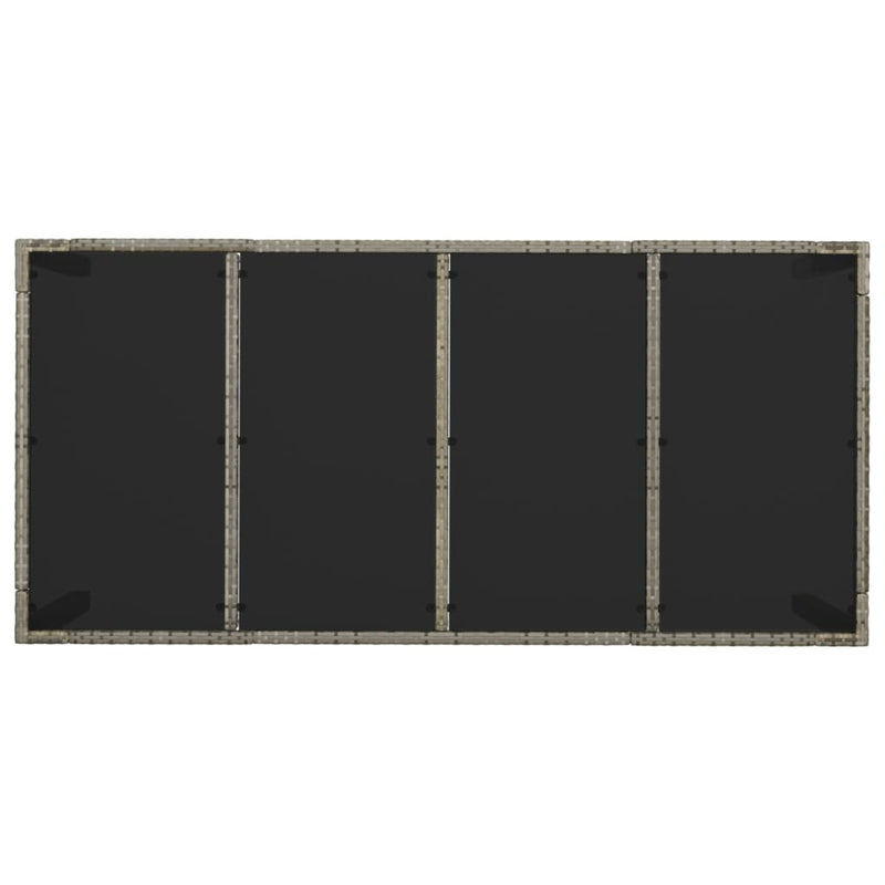vidaXL szürke polyrattan üveglapos kerti asztal 190 x 90 x 75 cm