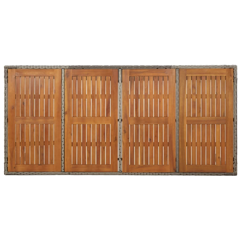 vidaXL szürke polyrattan falapos kerti asztal 190 x 90 x 75 cm