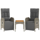 vidaXL 2 db szürke polyrattan dönthető kerti szék asztallal