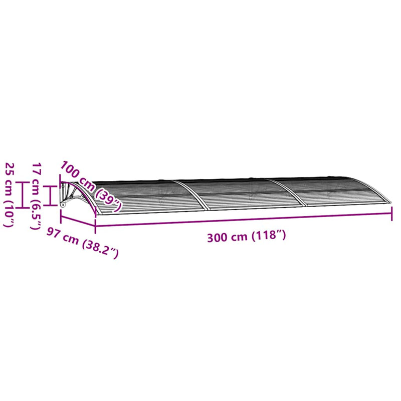 vidaXL fekete polikarbonát ajtóelőtető 300 x 100 cm