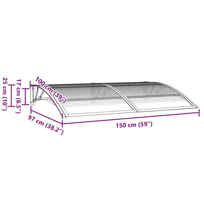 vidaXL szürke polikarbonát ajtóelőtető 150 x 100 cm