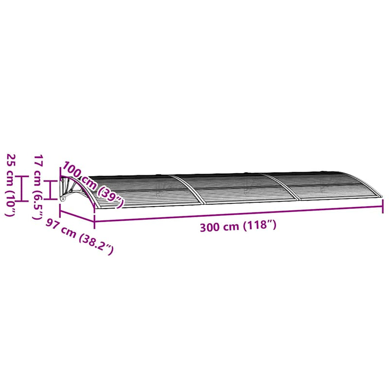 vidaXL szürke polikarbonát ajtóelőtető 300 x 100 cm