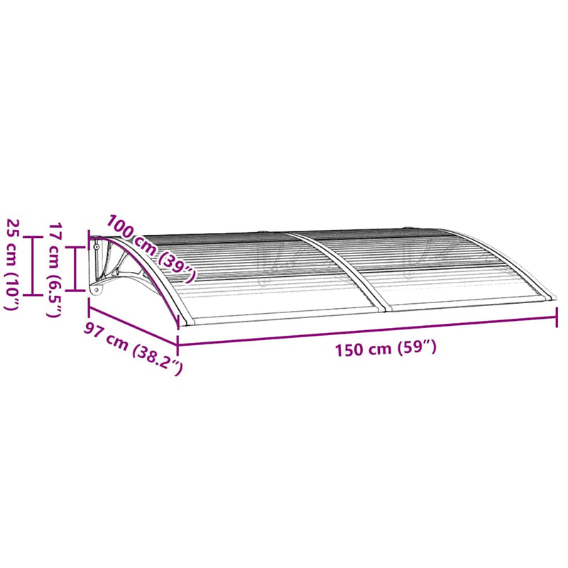 vidaXL fekete polikarbonát ajtóelőtető 150 x 100 cm