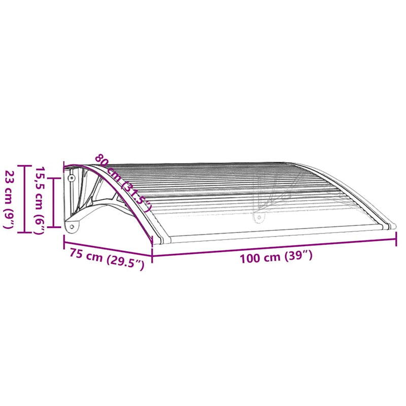 vidaXL fekete polikarbonát ajtóelőtető 100 x 75 cm