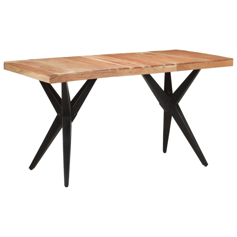 vidaXL fekete tömör akácfa étkezőasztal 140 x 70 x 76 cm