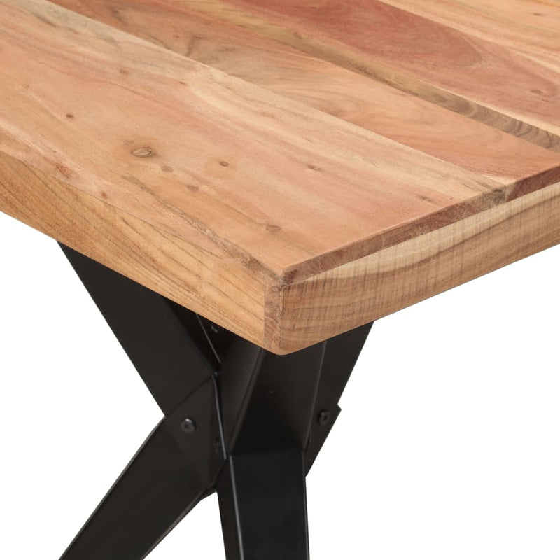 vidaXL fekete tömör akácfa étkezőasztal 140 x 70 x 76 cm