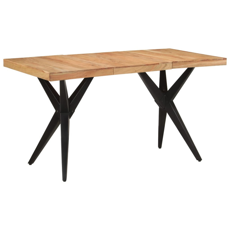 vidaXL fekete tömör akácfa étkezőasztal 140 x 70 x 76 cm