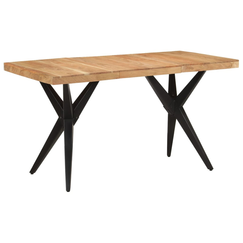 vidaXL fekete tömör akácfa étkezőasztal 140 x 70 x 76 cm