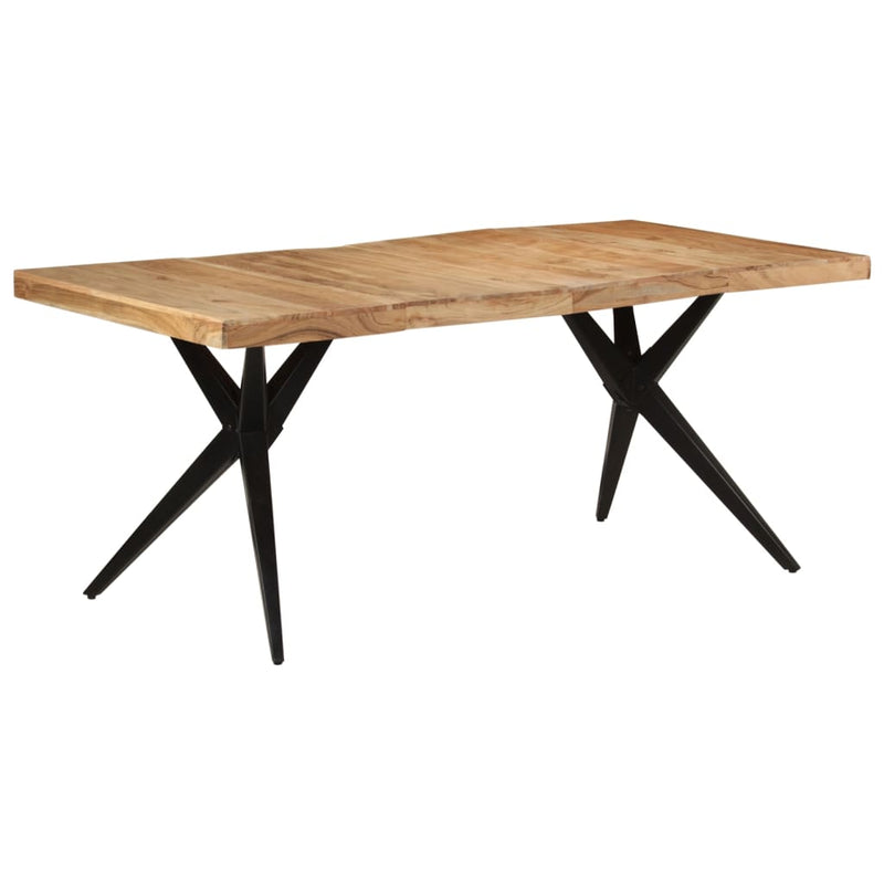 vidaXL fekete tömör akácfa étkezőasztal 180 x 90 x 77 cm