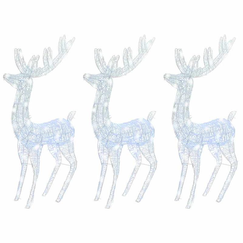 vidaXL 3 db hideg fehér XXL akril karácsonyi rénszarvas 250 LED 180 cm