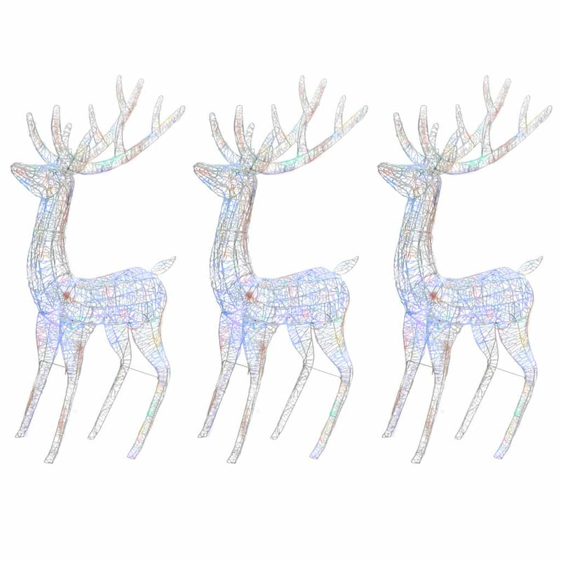 vidaXL 3 db színes XXL akril karácsonyi rénszarvas 250 LED 180 cm