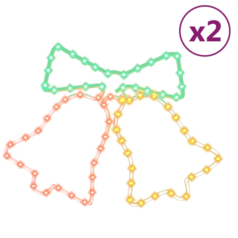 vidaXL 2 db karácsonyi harangok gyertya 72 LED-del 50x56 cm