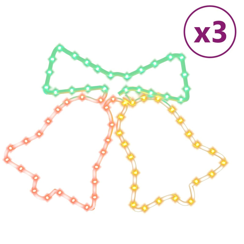 vidaXL 3 db karácsonyi harangok 72 LED-del 50x56 cm