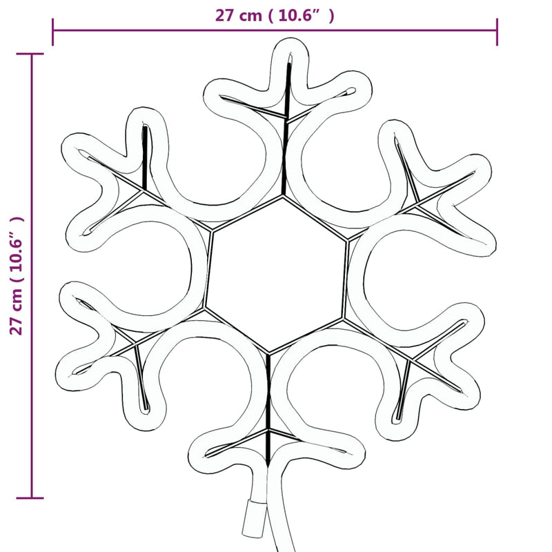 vidaXL 2 db meleg fehér karácsonyi hópehely LED-del 27 x 27 cm