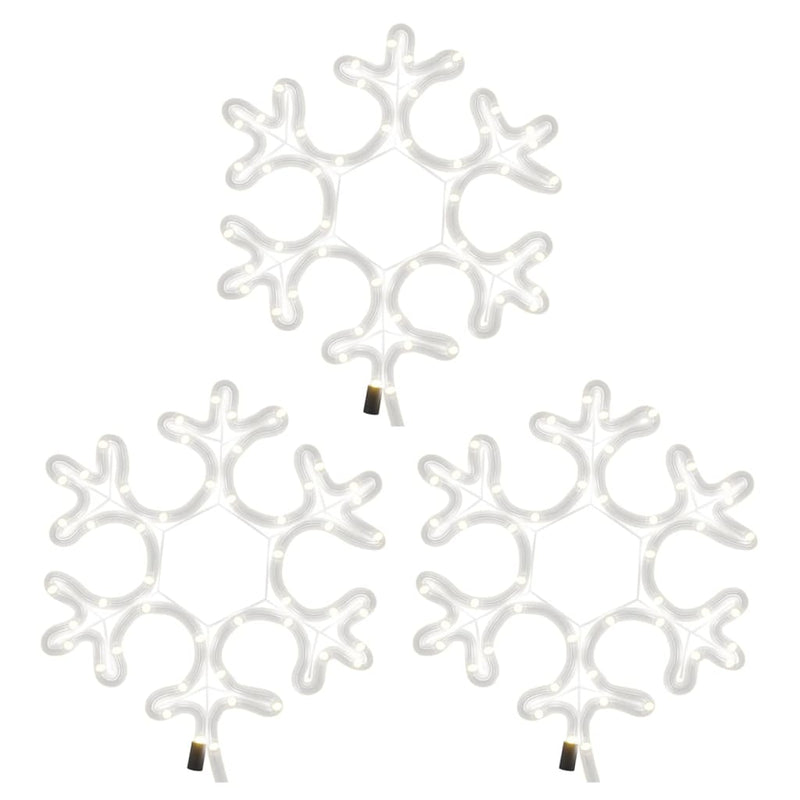 vidaXL 3 db meleg fehér karácsonyi hópehely LED-del 27 x 27 cm