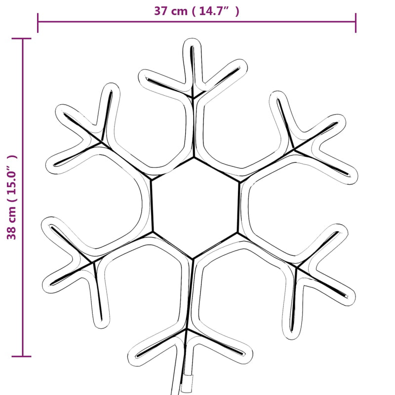 vidaXL 3 db meleg fehér karácsonyi hópehely LED-del 38 x 37 cm