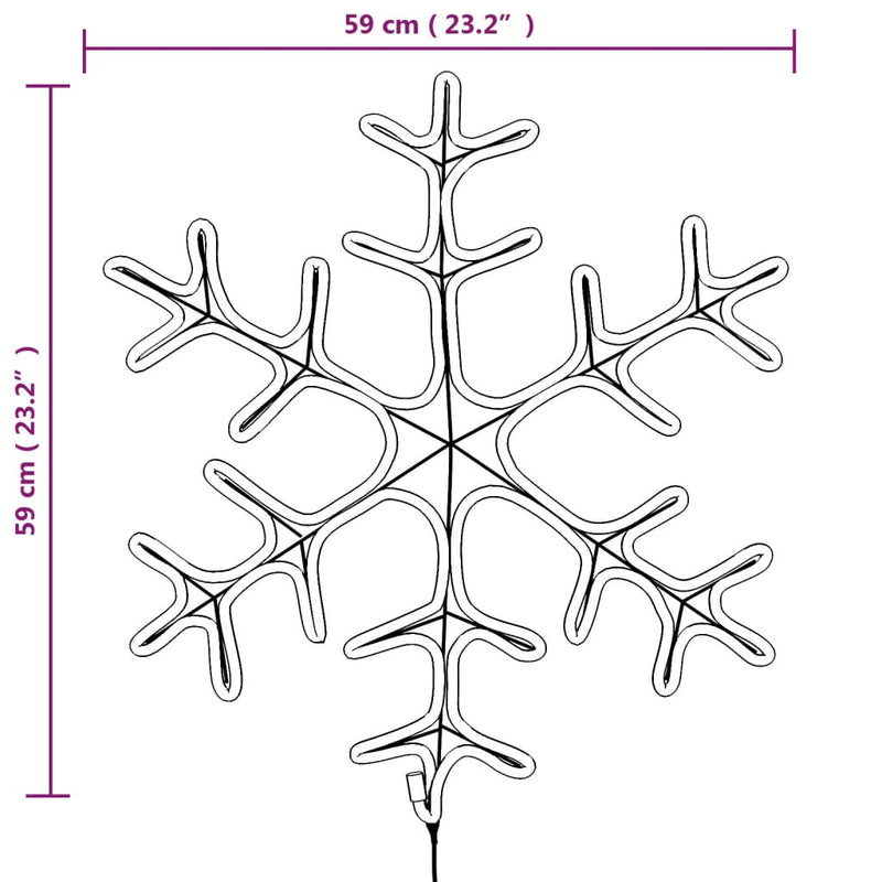 vidaXL 2 db meleg fehér karácsonyi hópehely LED-del 59 x 59 cm